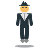 Business man in suit levitating emoji