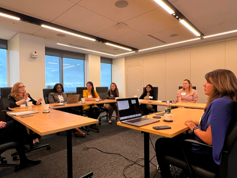 A photo of a group of women meeting.