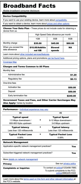 An example broadband label